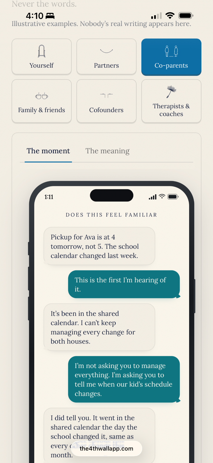 The 4th Wall audience and sharing choices screen